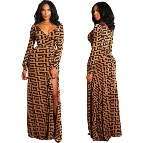 Fashion 2019 New Summer Beach Maxi Dress Women Boho Long Chiffon Dress Ruffles Wrap Casual V-Neck Sexy Party Dress Robe Femme