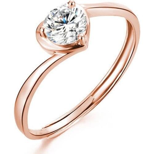 Heart-shaped Sterling Silver Ring Women Rose Gold Couple Wedding Party Engagement Exquisite Elegant Luxury Unique Cute Jewelry