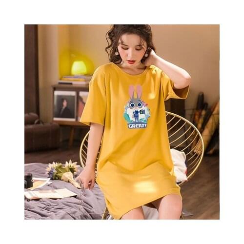 Womens thin dress comfortable and casual wear with medium length cartoon inside