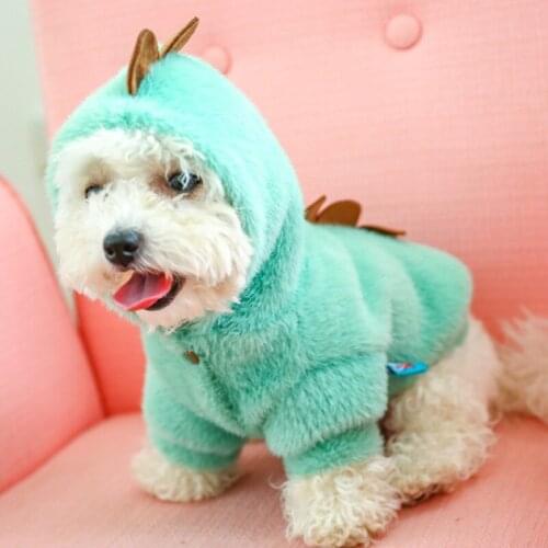 Winter Dog Clothes Funny Rabbit Dinosaur Costumes Warm Plush Dress Cat Hooded Coat Small Cat Kitten Hoodie Puppy Couple suit