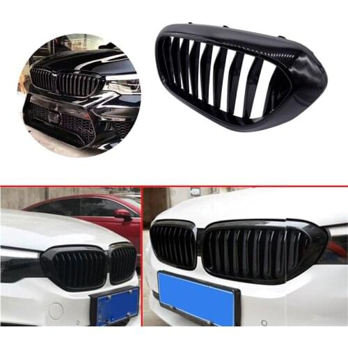 1 Pair Front Kidney Grille for BMW New 5 Series G30 G38 2018-2019 Grille Gloss Black Front Bumper Slat Grill Car Front Grille