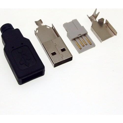 10set 3 in 1 USB-A male plug with protective cover Soldering wire 2.0 usb connector