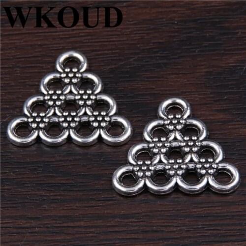 10pcs Silver Plated Circle Modular Triangle Charm Earrings Bracelet Pendant DIY Jewelry Handicraft Connectors Findings 24*22mm