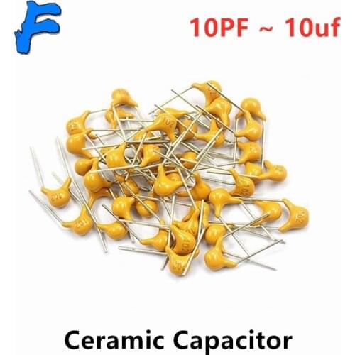 100pcs Multilayer ceramic capacitor 50V (100~106) 10pF~10uF 102 103 104 105 39 820pF 1 22 33 47 56 68 100 nF 0.01 0.1 uF P5.08m