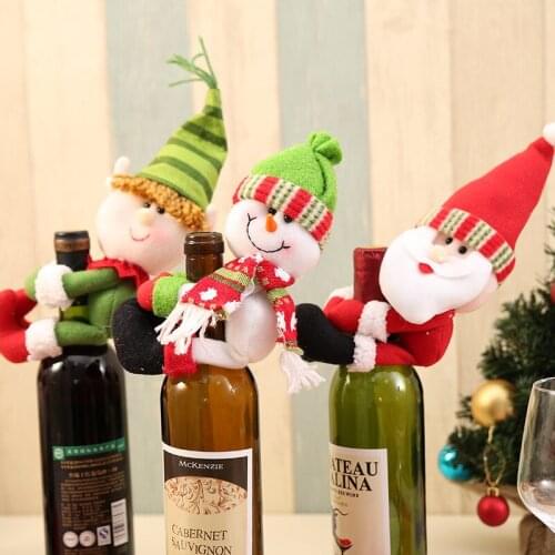 12Pcs Christmas Wine Bottle Cover Hugger Holder Santa Snowman Tableware Christmas New Year Decoration Gift Wrapping Wholesale X2