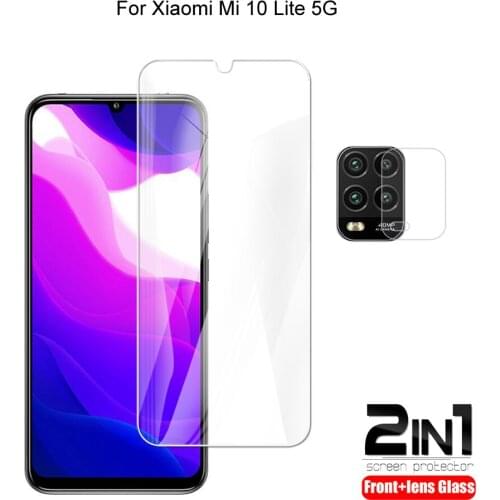 2 in 1 For Xiaomi Mi 10 Lite 5G Camera Lens Film & Screen Protector Guard Protective HD Tempered Glass Explosion Proof