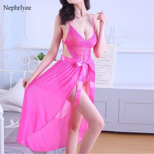 2021 Women Sexy Lingerie Nightwear Transparent Mesh Underwear Sleepwear Lace Bodysuits Apron Sets Exotic Apparel SLP047
