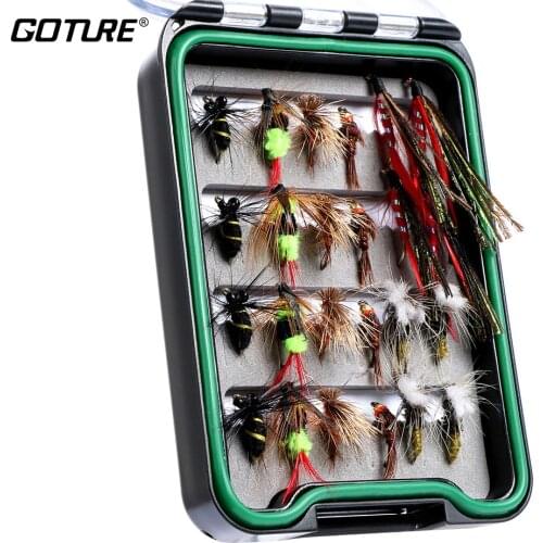 24pcs Waterproof Pocketed Fly Box Handmade Assorted Fly Kit Fishing Lures Dry Flies,Streamer,Nymph Mustad Hook for Trout Bass