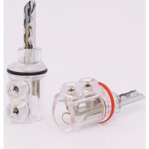 4pcs Hifi audio Rhodium plated BFA banana Transparent Cover Audio Banana Plug 1Set 4mm for speaker cable without Box