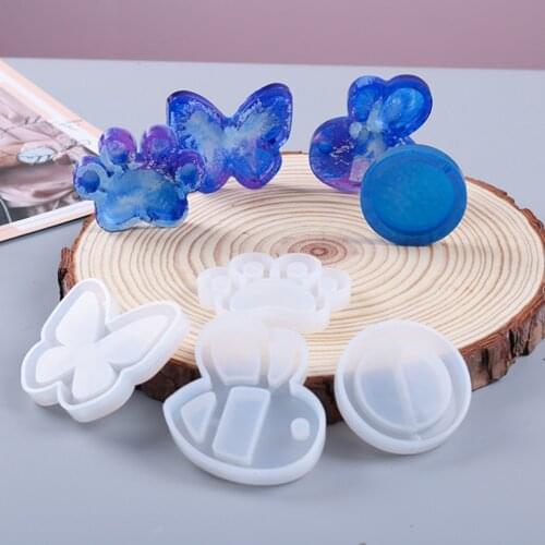 4 Types Quicksand Style Resin Mold Butterfly Dog Claw Cute Bee Round Handmade Silicone Mold Crafts Home Decorations DIY Making