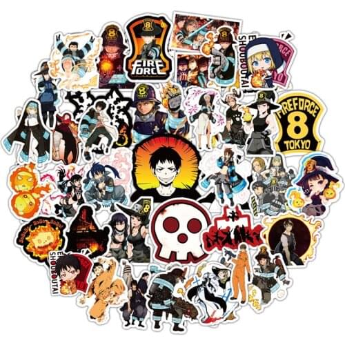 50Pcs/set Fire Force Graffiti Stickers Japanese Anime Stickers For Motorcycle Phone Skateboards Laptop Luggage Bicycle 2020