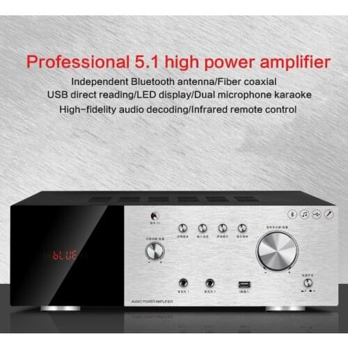500W 5.1 High-power Professional Digital Power Amplifier E-3 Home Bluetooth Family Living Room Karaoke High-fidelity Decoding