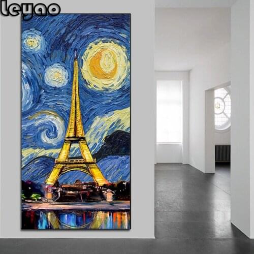 Starry sky tower big size 5d DIY Diamond Painting abstract paint Full Square/Round Diamond Embroidery Mosaic landscape Wall Art