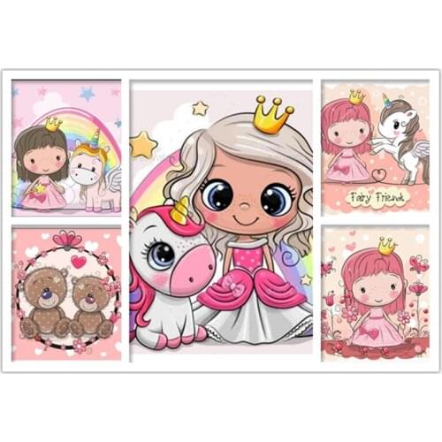 Diamond painting cartoon unicorn owl pony picture 5D square/round diamond rhinestone embroidery fairy tale princess mosaic child