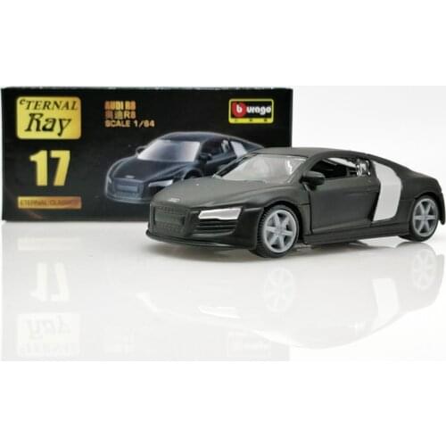 1:64 Scale Bburago Eternal Classics Audi R8 Black Boy Toys DieCast Car