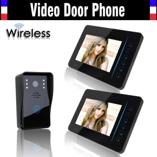 Wireless Wifi Video Intercom Door Phone System 7 Inch Video Doorbell IR Night Vision Waterproof Camera 1 Camera + 2 Monitors