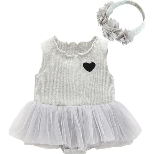 Summer Princess Baby Girl Sets Newborn Fashion Cotton Soft Sleeveless Bodysuit+Headband 2pcs Cute Girl Clothes Set