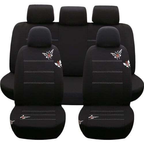Car Seat Covers airbag White butterfly Universal Fit Front Rear Seat Full Cover Interior Accessories New for kia vaz fiat palio
