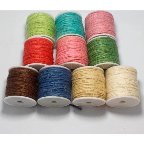 Colorful 2mm Wide Burlap Jute Ribbons Wedding Party Holiday Home Decor DIY Handmade Stings