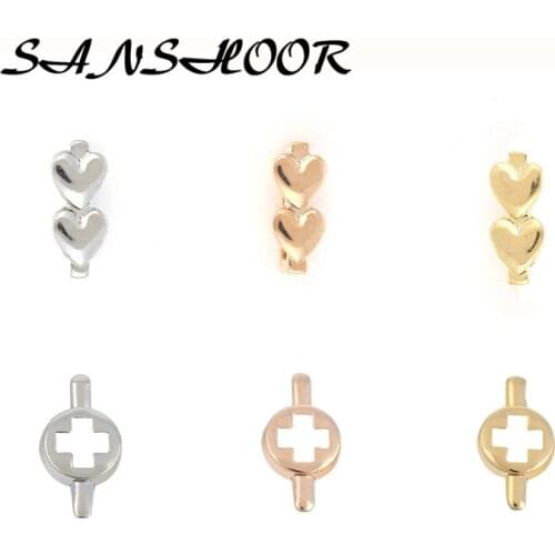 SANSHOOR Heart Bar Keeper Medical Symbol Slide Charms Fit Diy Leather Wrap Bracelets Necklace Collection As Moms Gift 6Pcs