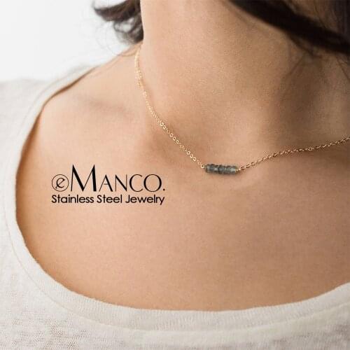 EManco simple stainless steel necklace women trendy layered necklace for women crystal necklace fashion jewelry