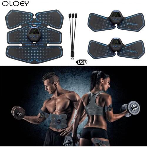 Abdominal EMS Muscle Stimulator USB Charging ABS Gel Pad Stimulator Belt Slimming Bandage Vibration Fitness Equipments Slimming
