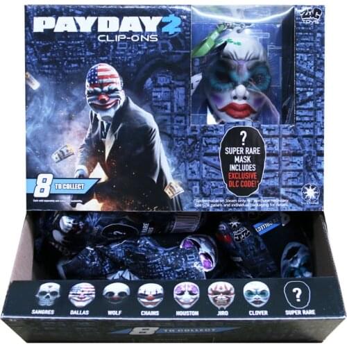 Game Payday 2 CLIP-ONS Super Rare Dallas Wolf Chains Houston Jiro Mask Key Chain Figure Model Toys Random 1 PCS Blind Bag