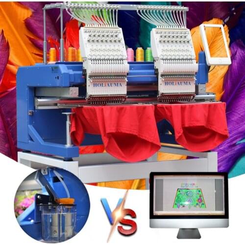 Holiauma cap,flat like tajima 2 heads computer embroidery machine with 15 needles high speed prices on sale