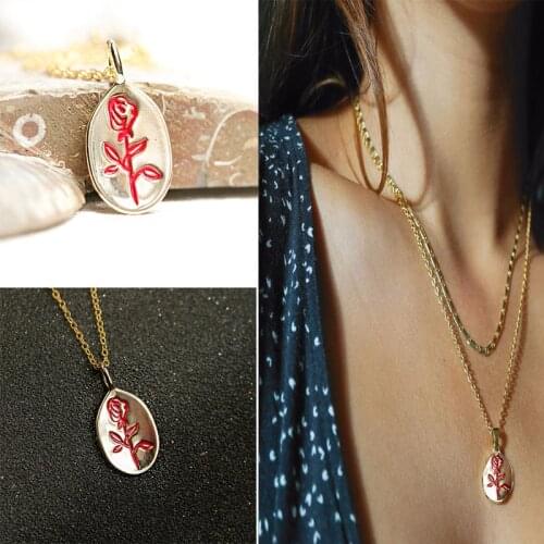 Dainty Girls Rose Necklace Female Birth Floral Pendant for Daughters Mothers 13*18mm Bridesmaid Jewelry Dropships