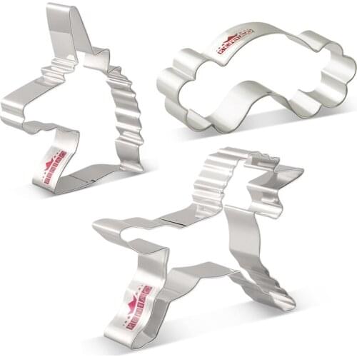 KENIAO Unicorn Cookie Cutters Set for Party - 3 Piece - Unicorn Head, Unicorn Whole and Rainbow Cutter - Stainless Steel