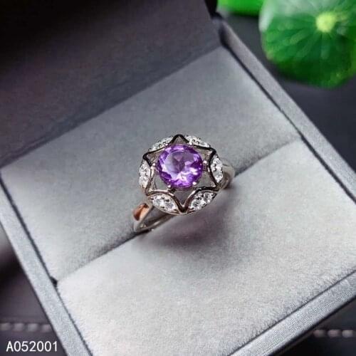 KJJEAXCMY fine jewelry Amethyst 925 sterling silver new gemstone women ring classic