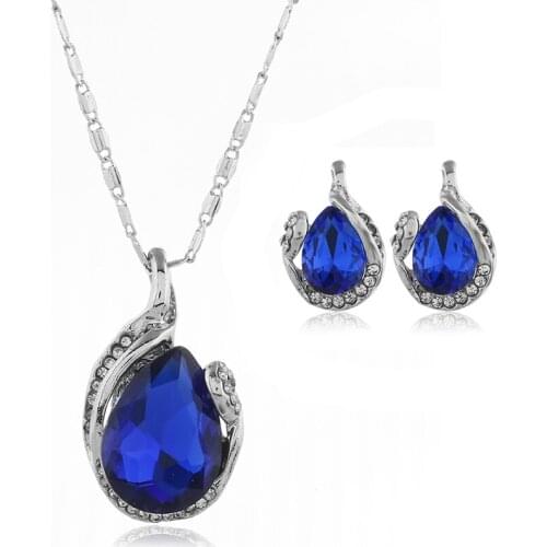 ZOSHI Luxury Women Wedding Bling Pendant Necklace Earrings Bridal Jewelry Set Silver AAA Zircon Crystal Anniversary Gift