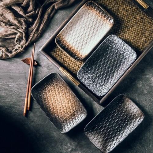 Creative rectangular sushi plate Japanese cuisine ceramic flat plate dishes large size shallow plate daily tableware