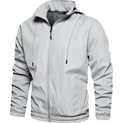 Autumn New Men Jacket Coats Casual Solid Color Jackets Mens Hooded Bomber Jacket Male Zipper Outwear Windbreaker Coats Clothing