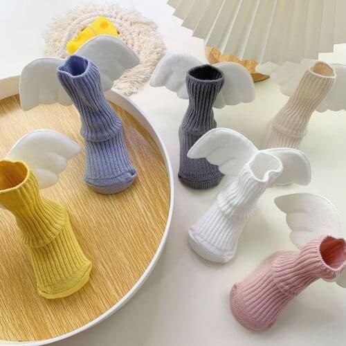 Cute Fashion Baby Socks Cotton Angel Wings Solid Color Kint Baby Girl Boys Pink Long Socks White Stockings Baby Girl Clothes