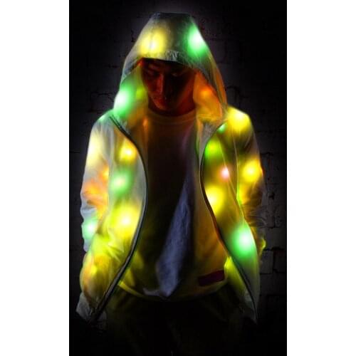 Fashionable Couple Cosplay Costume Luminous Clothing Vest Colorful LED Reflective Jacket Nightclub Dance Party Show Clothing