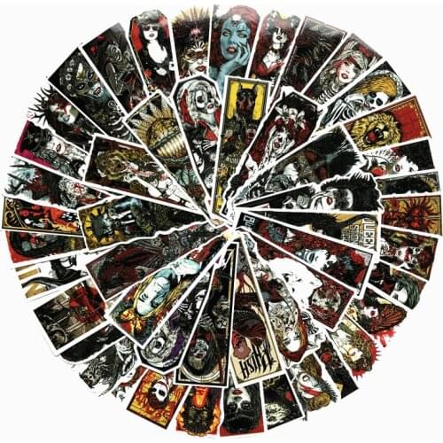 TD ZW 50 Pcs/Lot Terror Gothic Anime Stickers for Car Suitcase Laptop Skateboard Colorful Waterproof Evil Dark Graffiti Sticker