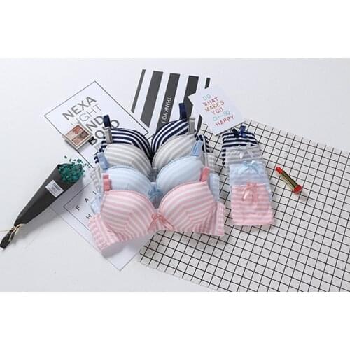 New delivery Young Girl Bar Teenagers Children Students Puberty striped underware wholesales without steelring 2pc/set