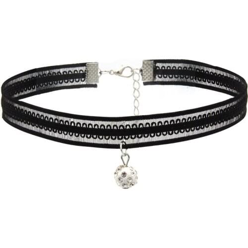 European and American necklaces Choker Necklace womens collarbone chain ball black lace pearl neck chain collar