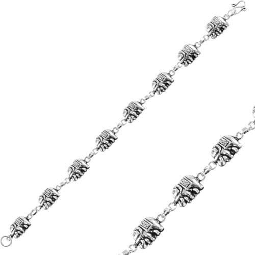 Silver 925 Sterling Oxidized Elephant Sterling Bracelet