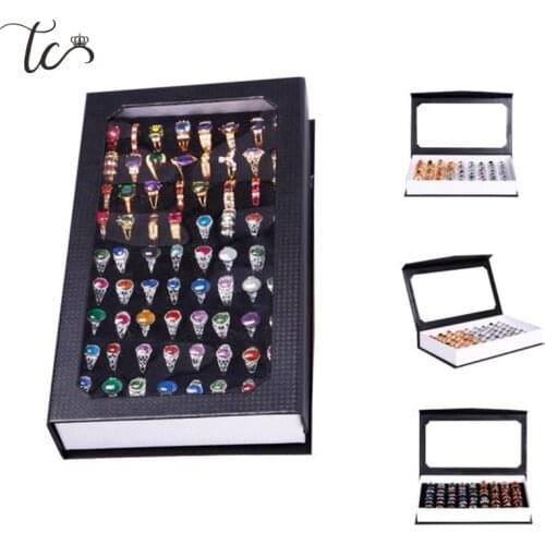 Rings Display Tray Jewelry Display Tray Container Earrings Box Ring Box Rectangle 72 Slots Rings Storage Case