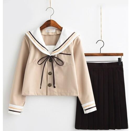 School Dresses For Girls Large-Size S-5XL 2-piece Set Short/long Sleeve With Tie Pleated Skirt Jk Uniform Sailor Suit Anime Form
