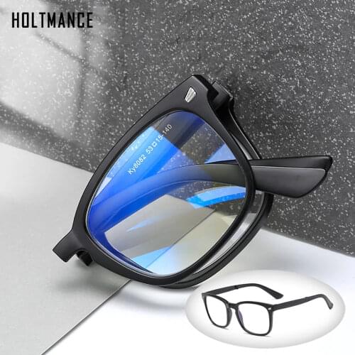 HOLTMANCE Folding Anti Blue Light Blocking Glasses Men Square Classic Black Frame Computer Eyeglasses 2021 Women
