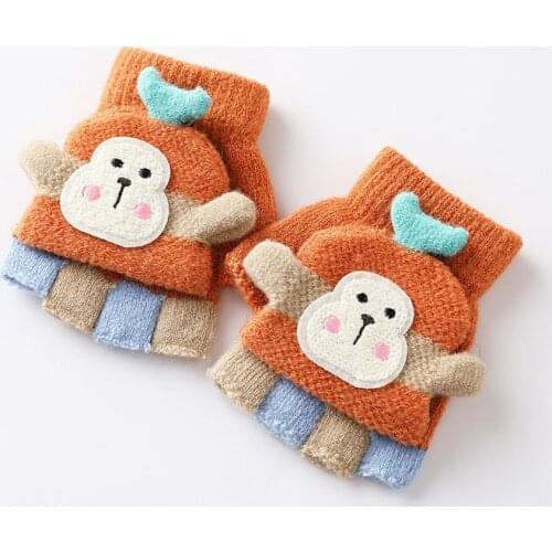 Sport Gloves For Kids Semi-Finger Children Mittens Boys Girls Fingerless Cartoon Gloves Christmas Gift Knitted Gloves
