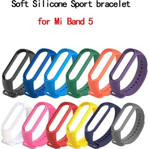 Sport bracelet for Mi Band 5 Multicolor waterproof replacement silicone strap smart watch wrist strap accessories for Mi Band 5