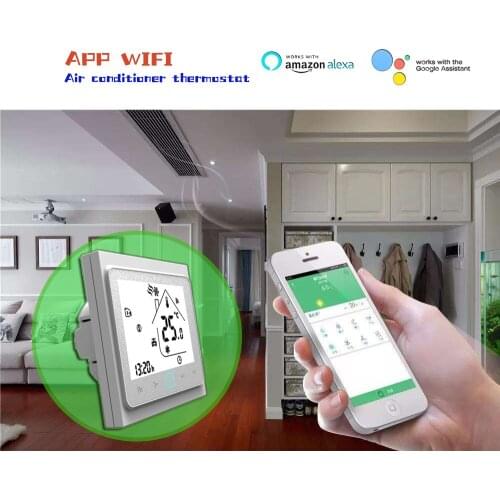 24VAC TUYA 2pipe 4pipe wifi thermostat for heating or cooling,works with Alexa Google home, 95-240VAC optional