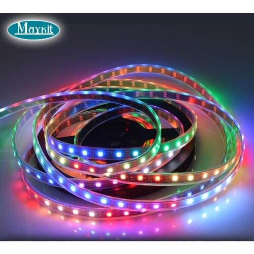 Maykit 1m/5m WS2812B 30/60/144 Pixels LEDs/m Smart LED Pixel Strip Black/White PCB,WS2812 IC IP30/IP65/IP67 DC5V