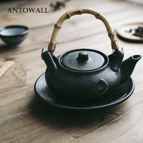 ANTOWALL Japanese Retro Ceramic Small Teapot Teacup Steaming Pot Japanese and Korean Dishes Tableware Restaurant Teapot