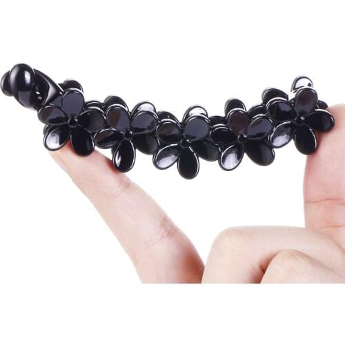 Flower Solid Black Banana Hair Clips Ponytail Holder Banana Barrettes Hairpins for Women Hairgrips Clamps Headwear Accessories