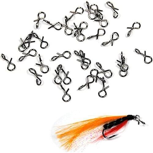 50 PCS Black Color Fly Fishing Snap Quick Change for Hook & Lures High Carbon Steel Fishing Accessories